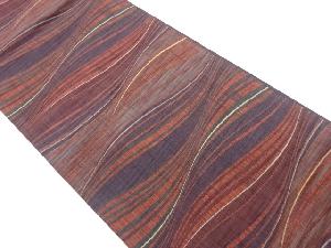 陶漆　よろけ横縞模様織出し袋帯